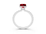 White gold Princess Cut Ruby Solitaire Engagement Ring with Pavé Band and Four-Prong Setting_3