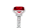 White gold Princess Cut Ruby Solitaire Engagement Ring with Pavé Band and Four-Prong Setting_5