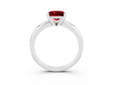 White gold Princess Cut Ruby Solitaire Engagement Ring with Round Band and Four-Prong Setting_3