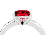 White gold Princess Cut Ruby Solitaire Engagement Ring with Round Band and Four-Prong Setting_4