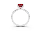 White gold Princess Cut Ruby Solitaire Pavé Band with Four-Prong Setting_3
