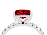 White gold Princess Cut Ruby Solitaire Pavé Band with Four-Prong Setting_4