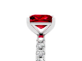 White gold Princess Cut Ruby Solitaire Pavé Band with Four-Prong Setting_5