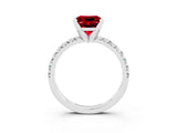 White gold Princess Cut Ruby Solitaire Pavé Engagement Ring with Round Band and Prong Setting_83