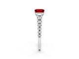 White gold Princess Cut Ruby Solitaire Ring with Cathedral Setting and Pavé Band_2