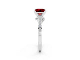 White gold Princess Cut Ruby Solitaire Ring with Crossover Gallery and Round  Pavé Band_14
