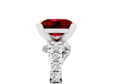 White gold Princess Cut Ruby Solitaire Ring with Crossover Gallery and Round  Pavé Band_17