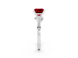 White gold Princess Cut Ruby Solitaire Ring with Crossover Gallery and Round  Pavé Band_38