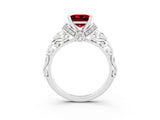 White gold Princess Cut Ruby Solitaire Ring with Filigree Band and Four-Prong Setting_27