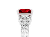 White gold Princess Cut Ruby Solitaire Ring with Filigree Band and Four-Prong Setting_29