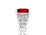 White gold Princess Cut Ruby Solitaire Ring with Filigree Band and Four-Prong Setting_35