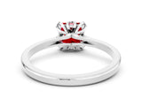 White gold Princess Cut Ruby Solitaire Ring with Flower Prong Setting and Classic Band_24
