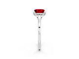 White gold Princess Cut Ruby Solitaire Ring with Flower Prong Setting and Classic Band_26