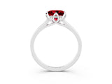 White gold Princess Cut Ruby Solitaire Ring with Flower Prong Setting and Classic Band_27