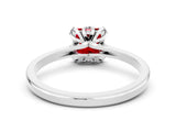White gold Princess Cut Ruby Solitaire Ring with Flower Prong Setting and Classic Band_36