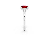 White gold Princess Cut Ruby Solitaire Ring with Flower Prong Setting and Classic Band_38