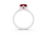 White gold Princess Cut Ruby Solitaire Ring with Flower Prong Setting and Classic Band_39