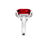 White gold Princess Cut Ruby Solitaire Ring with Flower Prong Setting and Classic Band_41