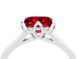White gold Princess Cut Ruby Solitaire Ring with Flower Prong Setting and Classic Band_78