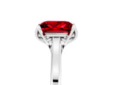 White gold Princess Cut Ruby Solitaire Ring with Flower Prong Setting and Classic Band_79