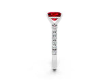 White gold Princess Cut Ruby Solitaire Ring with Pavé Accents and Four-Prong Setting_2