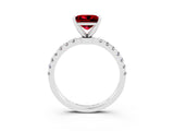 White gold Princess Cut Ruby Solitaire Ring with Pavé Accents and Four-Prong Setting_3