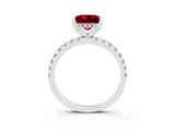 White gold Princess Cut Ruby Solitaire Ring with Pavé Band and Four-Prong Setting_27