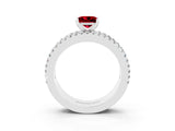 White gold Princess Cut Ruby Solitaire Ring with Pavé and Channel Set Band_3