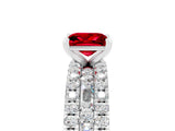 White gold Princess Cut Ruby Solitaire Ring with Pavé and Channel Set Band_5