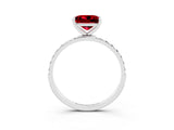 White gold Princess Cut Ruby Solitaire Ring with Pave Band and Four Prong Setting_27
