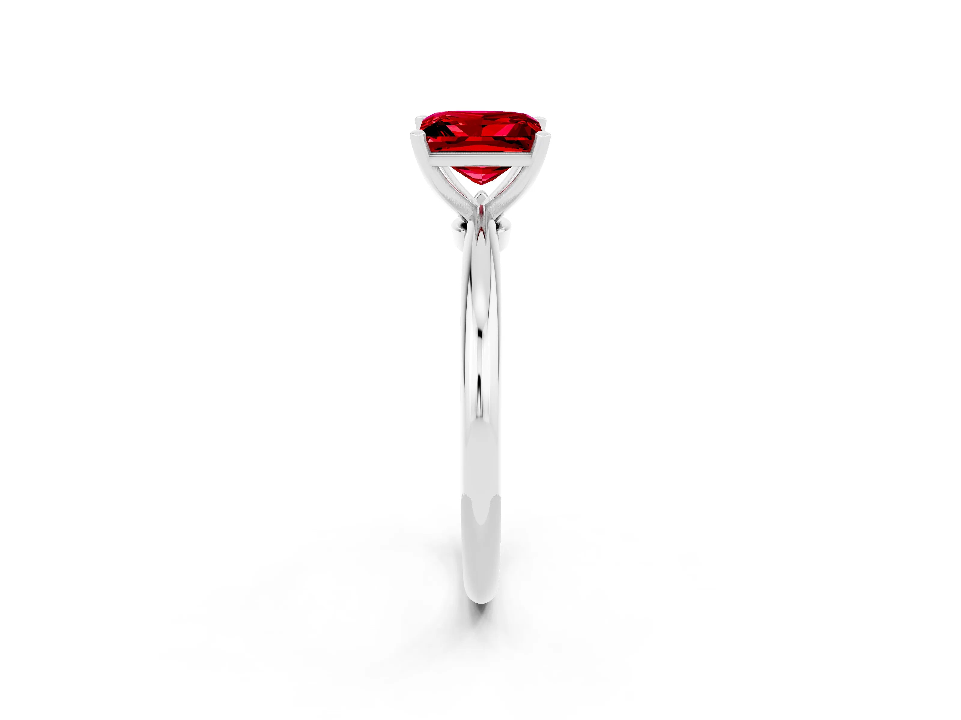 White gold Princess Cut Ruby Solitaire Ring with Six-Prong Setting and Classic Band_14