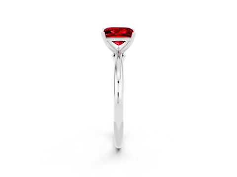 White gold Princess Cut Ruby Solitaire Ring with Six-Prong Setting and Classic Band_14