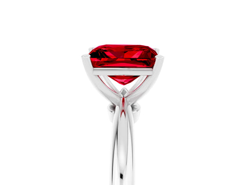 White gold Princess Cut Ruby Solitaire Ring with Six-Prong Setting and Classic Band_17