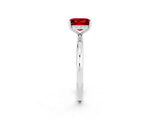 White gold Princess Cut Ruby Solitaire Ring with Thin Band and Four-Prong Setting_2