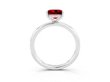 White gold Princess Cut Ruby Solitaire Ring with Thin Band and Four-Prong Setting_3
