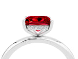White gold Princess Cut Ruby Solitaire Ring with Thin Band and Four-Prong Setting_4