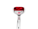 White gold Princess Cut Ruby Solitaire Ring with Thin Band and Four-Prong Setting_5