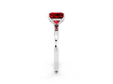 White gold Princess Cut Ruby Solitaire Ring with Thin Band and Prong Setting_14