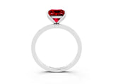 White gold Princess Cut Ruby Solitaire Ring with Thin Band and Prong Setting_15