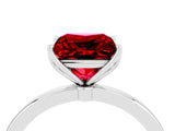 White gold Princess Cut Ruby Solitaire Ring with Thin Band and Prong Setting_16