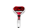 White gold Princess Cut Ruby Solitaire Ring with Thin Band and Prong Setting_17