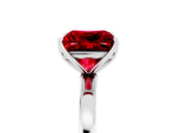 White gold Princess Cut Ruby Solitaire Ring with Thin Band and Prong Setting_41