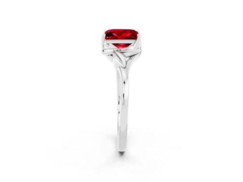 White gold Princess Cut Ruby Solitaire Ring with Twist Band and Four-Prong Setting_38