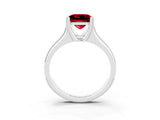 White gold Princess Cut Ruby Solitaire Ring with Wide Band and Prong Setting_3