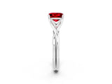 White gold Princess Cut Ruby Solitaire Twist Band Prong Setting Ring_32