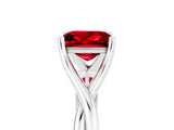 White gold Princess Cut Ruby Solitaire Twist Band Prong Setting Ring_35