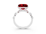 White gold Princess Cut Ruby Solitaire Twisted Band with Round  Accents and Prong Setting_15