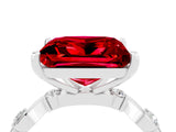 White gold Princess Cut Ruby Solitaire Twisted Band with Round  Accents and Prong Setting_16