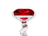White gold Princess Cut Ruby Solitaire Twisted Band with Round  Accents and Prong Setting_17