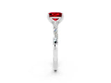 White gold Princess Cut Ruby Solitaire with Side Baguettes and Channel Set Band_2